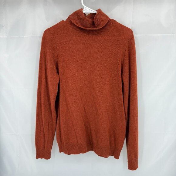 Charter Club Women M 100% Cashmere Sweater Turtle Neck Soft Long Sleeve Orange - Picture 1 of 9